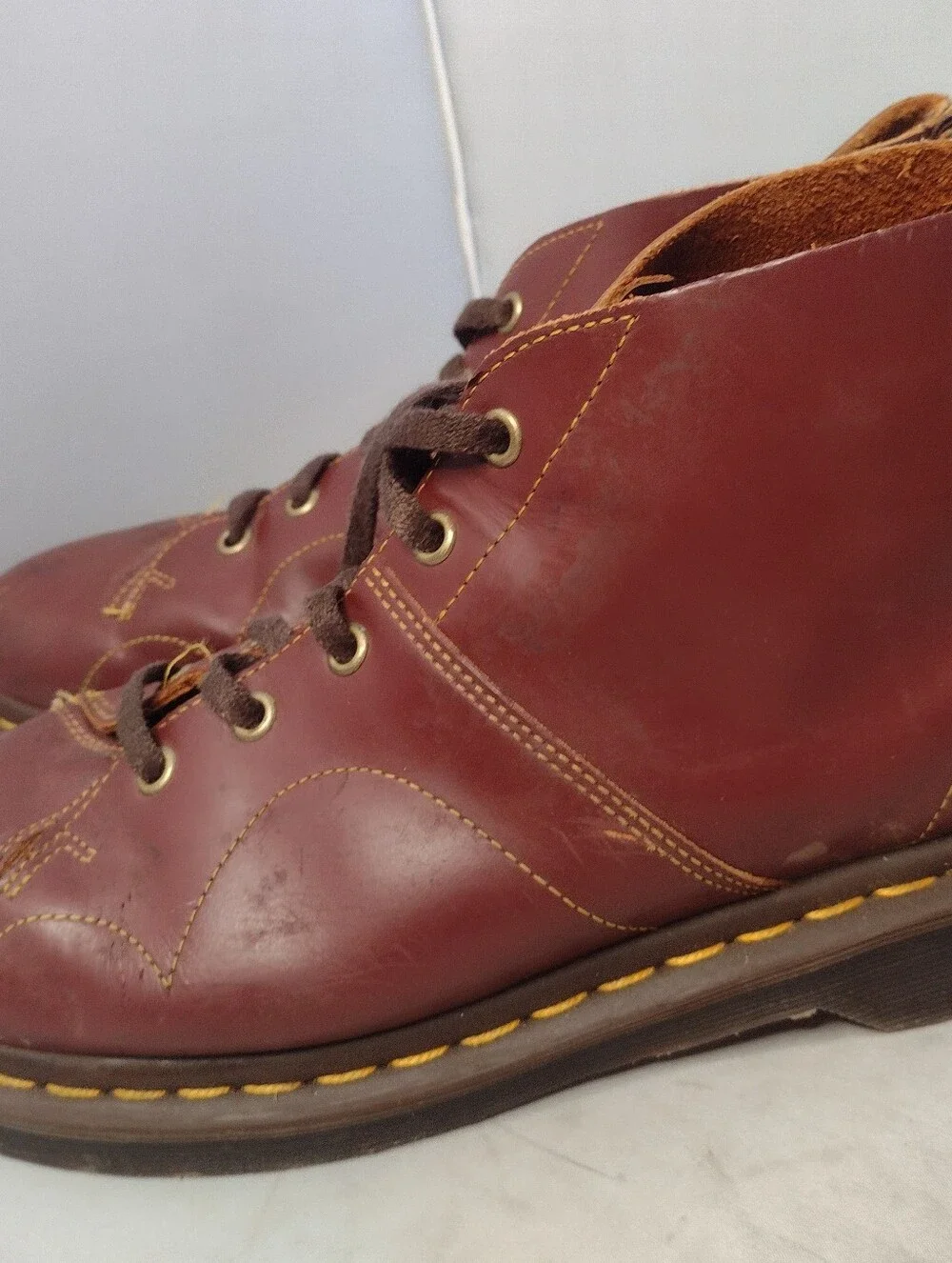 Dr. Martens Church Vintage Monkey Oxblood Maroon Red Ankle Smooth Boots Mens 9